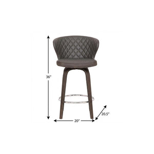 26" Brown Faux Leather And Iron Swivel Low Back Counter Height Bar Chair