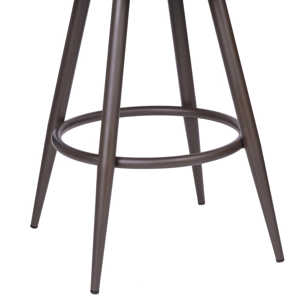 30" Brown Fabric And Iron Bar Height Swivel Bar Chair