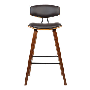 26" Brown Fabric And Solid Wood Low Back Counter Height Bar Chair