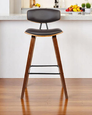 26" Brown Solid Wood Low Back Counter Height Bar Chair