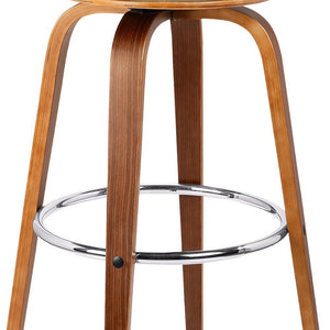 25" Cream And Brown Iron Swivel Backless Counter Height Bar Chair