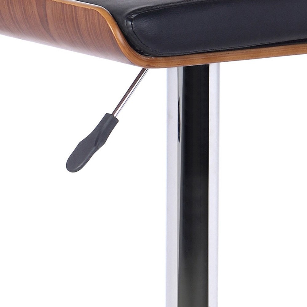 Black And Silver Fabric And Iron Backless Adjustable Height Bar Chair