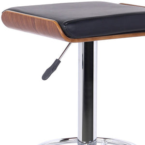 Black And Silver Fabric And Iron Backless Adjustable Height Bar Chair