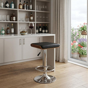 24" Black And Silver Iron Backless Adjustable Height Bar Chair
