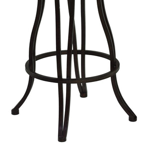 30" Espresso Fabric And Iron Bar Height Swivel Bar Chair