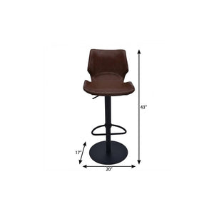 21" Coffee And Black Faux Leather And Fabric And Iron Low Back Adjustable Height Swivel Bar Chair