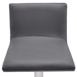 21" Gray And Silver Fabric And Iron Backless Adjustable Height Swivel Bar Chair