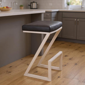 26" Gray And Silver Iron Backless Counter Height Bar Chair