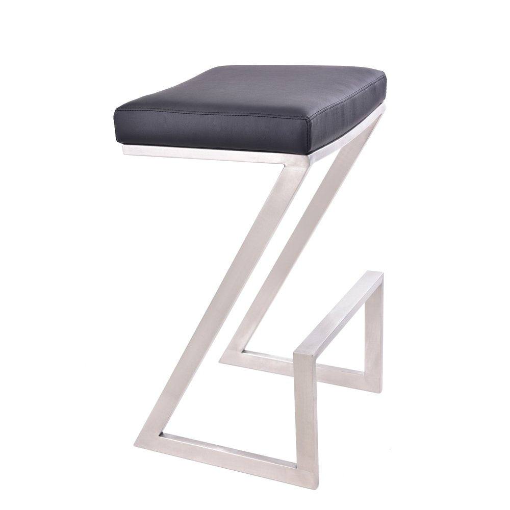 26" Gray And Silver Fabric And Iron Backless Counter Height Bar Chair