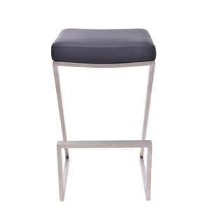 26" Gray And Silver Fabric And Iron Backless Counter Height Bar Chair