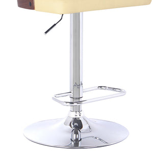 24" Cream And Silver Faux Leather And Iron Low Back Adjustable Height Bar Chair