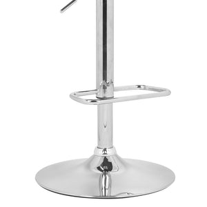 Cream And Silver Fabric And Iron Low Back Adjustable Height Swivel Bar Chair