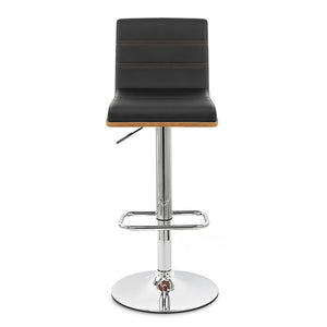Black and Silver Fabric and Iron Low Back Adjustable Height Swivel Bar Chair