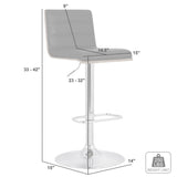 Black and Silver Fabric and Iron Low Back Adjustable Height Swivel Bar Chair