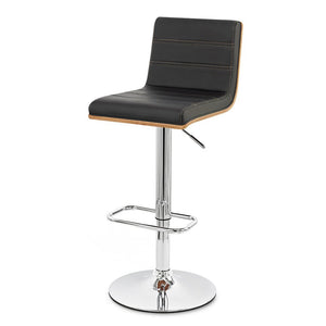 Black and Silver Fabric and Iron Low Back Adjustable Height Swivel Bar Chair