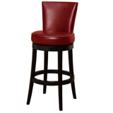 26" Red And Black Solid Wood Swivel Counter Height Bar Chair