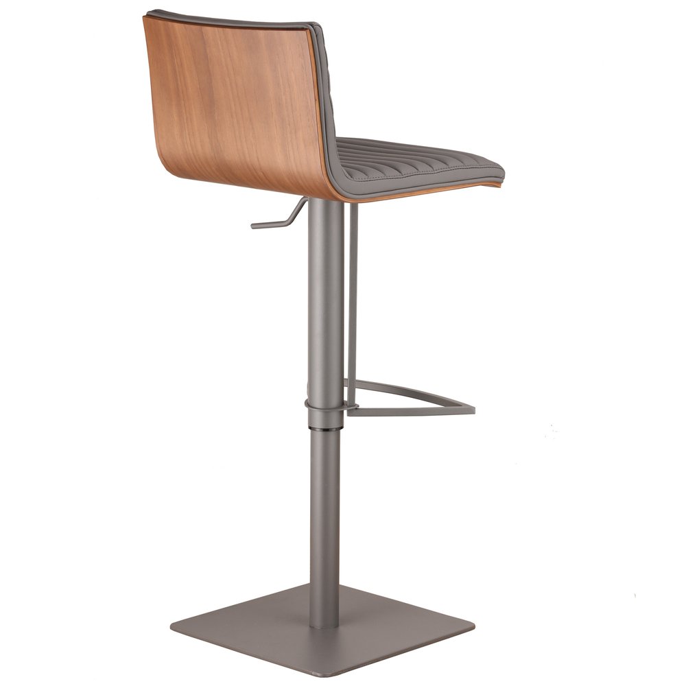 Gray Fabric And Iron Low Back Adjustable Height Swivel Bar Chair
