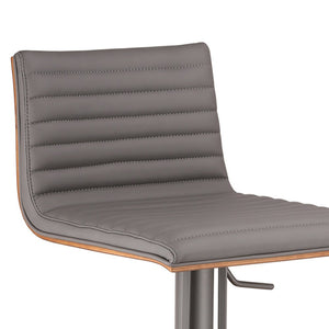 Gray Fabric And Iron Low Back Adjustable Height Swivel Bar Chair