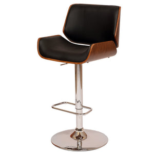 Black And Silver Fabric And Iron Low Back Adjustable Height Swivel Bar Chair
