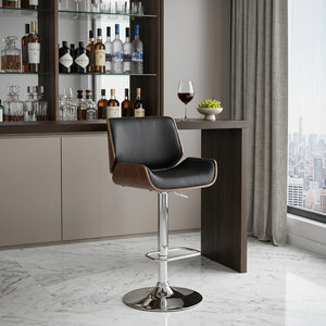 24" Black And Silver Iron Swivel Low Back Adjustable Height Bar Chair