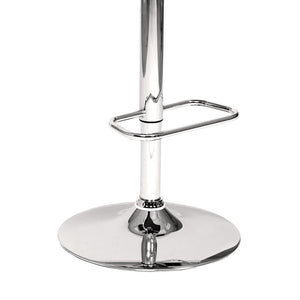 Cream And Silver Fabric And Iron Low Back Adjustable Height Swivel Bar Chair