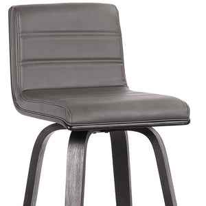 30" Gray And Black Fabric And Iron Low Back Bar Height Swivel Bar Chair