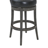 31" Onyx and Gray Faux Leather and Solid Wood Low Back Bar Height Swivel Bar Chair