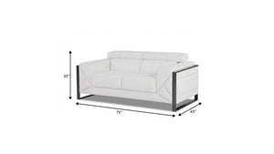 75" White And Black Italian Leather Loveseat