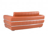 75" Camel And Silver Italian Leather Loveseat