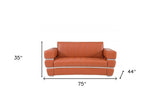 75" Camel And Silver Italian Leather Loveseat