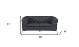 69" Gray And Silver Italian Leather Loveseat