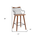26" Brown Manufactured Wood and Iron Counter Height Bar Chair