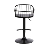Black Solid Wood and Iron Low Back Adjustable Height Bar Chair