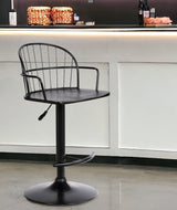 Black Solid Wood and Iron Low Back Adjustable Height Bar Chair