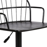 Black Solid Wood and Iron Low Back Adjustable Height Bar Chair