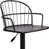Black Solid Wood and Iron Low Back Adjustable Height Bar Chair