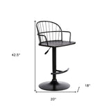 Black Solid Wood and Iron Low Back Adjustable Height Bar Chair