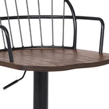 23" Brown And Black Iron Low Back Adjustable Height Bar Chair