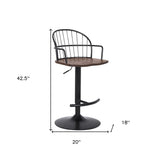 23" Brown And Black Iron Low Back Adjustable Height Bar Chair