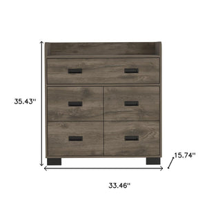 33" Dark Brown Manufactured Wood Five Drawer Dresser