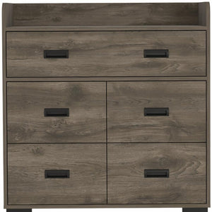 33" Dark Brown Manufactured Wood Five Drawer Dresser