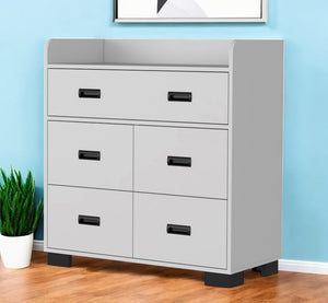 33" White Wood Five Drawer Dresser