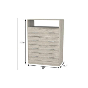 33" Light Grey Manufactured Wood Four Drawer Dresser