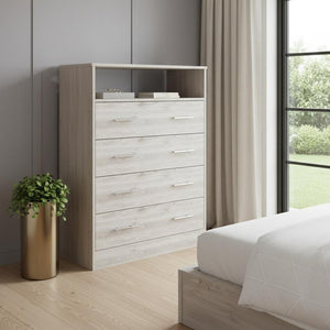 33" Light Gray Wood Four Drawer Dresser