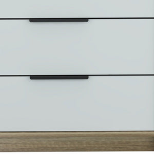 28" Brown And White Three Drawer Dresser