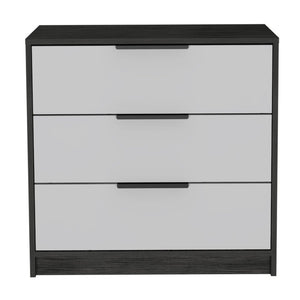 28" White And Smokey Oak Manufactured Wood Three Drawer Dresser