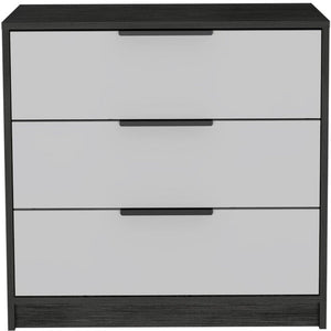 28" White And Smokey Oak Manufactured Wood Three Drawer Dresser