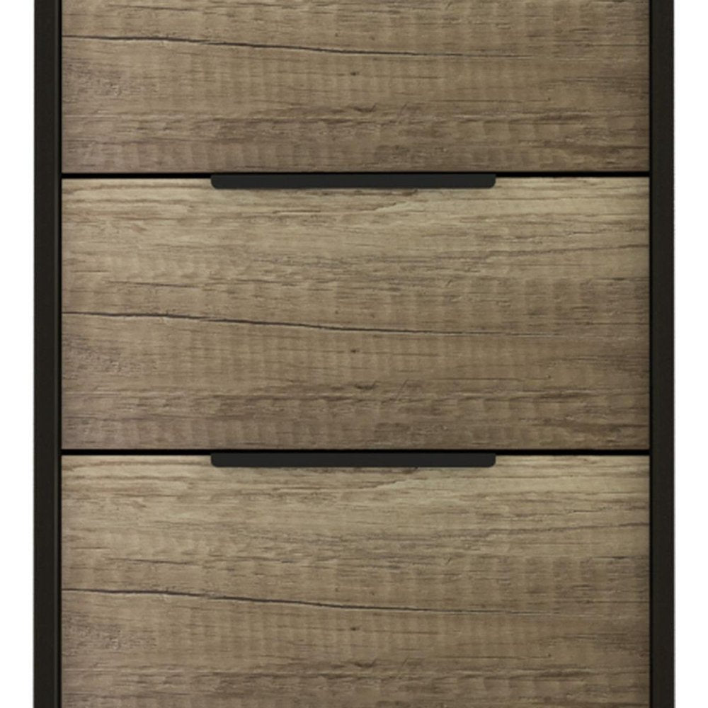 18" Black And Brown Wood Five Drawer Dresser