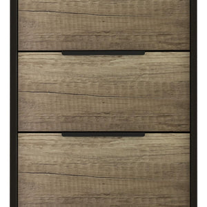18" Black And Brown Wood Five Drawer Dresser