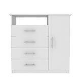36" White Manufactured Wood Four Drawer Combo Dresser